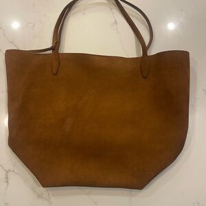 Madewells The Shopper Tote in Cognac Suede-no longer available online